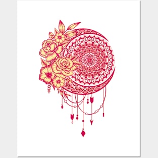 Mandala moon flower Posters and Art